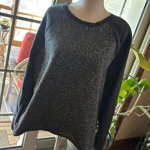 Lou & Grey Two Tone Marled Charcoal Gray Sweater - L